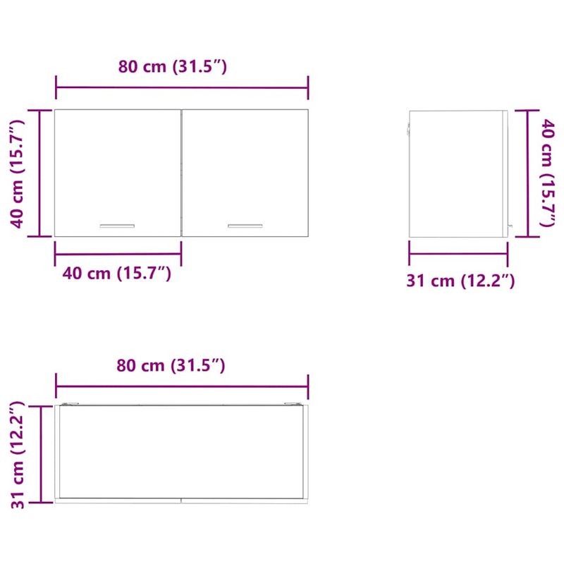 Casa si Gradina - Mobilier - Comode si corpuri - Corpuri bucatarie - Dulap suspendat Riga Stejar Negru 80 x 31 x 40 cm Lemn compozit - Infinity.ro