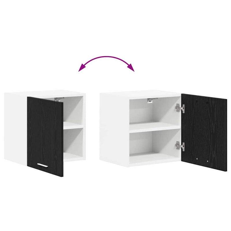 Casa si Gradina - Mobilier - Comode si corpuri - Corpuri bucatarie - Dulap suspendat cu usa Riga Stejar negru si Alb 40 x 31 x 40 cm - Infinity.ro