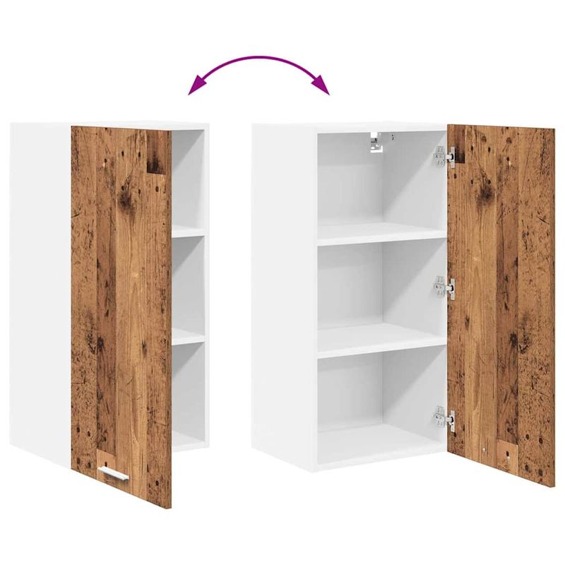 Casa si Gradina - Mobilier - Comode si corpuri - Corpuri bucatarie - Dulap suspendat cu raft Riga Lemn vechi si Alb 40 x 31 x 80 cm - Infinity.ro