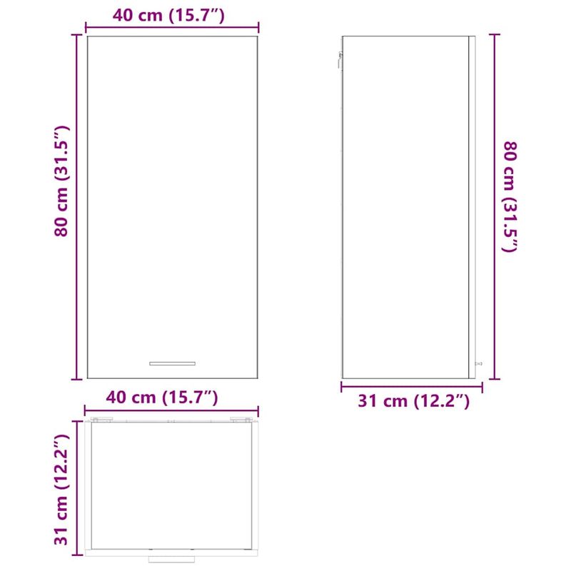 Casa si Gradina - Mobilier - Comode si corpuri - Corpuri bucatarie - Dulap suspendat cu raft Riga Lemn vechi si Alb 40 x 31 x 80 cm - Infinity.ro