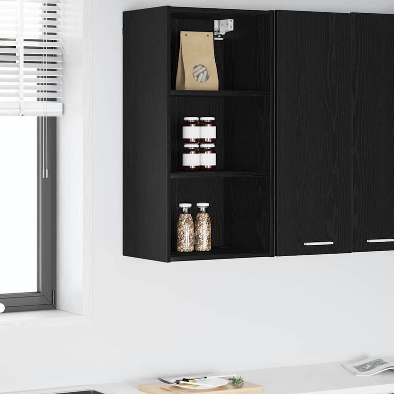 Casa si Gradina - Mobilier - Comode si corpuri - Corpuri bucatarie - Dulap suspendat cu raft Riga Stejar Negru 40 x 29,5 x 80 cm - Infinity.ro