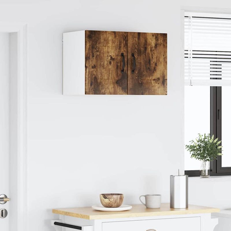 Casa si Gradina - Mobilier - Comode si corpuri - Corpuri bucatarie - Dulap suspendat de bucatarie cu raft 2 pcs Stejar fumuriu - Infinity.ro