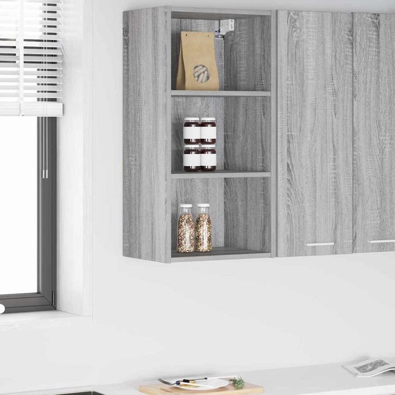 Casa si Gradina - Mobilier - Comode si corpuri - Corpuri bucatarie - Dulap suspendat Riga Gri Sonoma 40 x 29,5 x 80 cm Lemn compozit - Infinity.ro