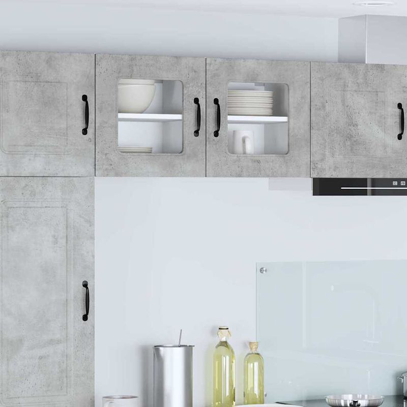 Casa si Gradina - Mobilier - Comode si corpuri - Corpuri bucatarie - Dulap suspendat de bucatarie cu raft cu usa 2 pcs Gri din beton - Infinity.ro