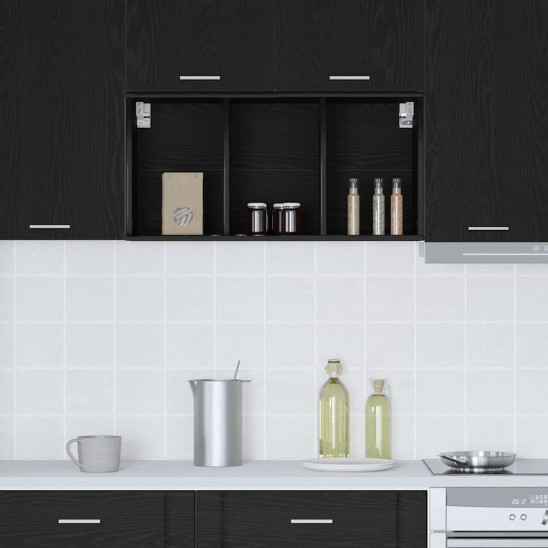Casa si Gradina - Mobilier - Comode si corpuri - Corpuri bucatarie - Dulap suspendat cu raft Riga Stejar Negru 40 x 29,5 x 80 cm - Infinity.ro