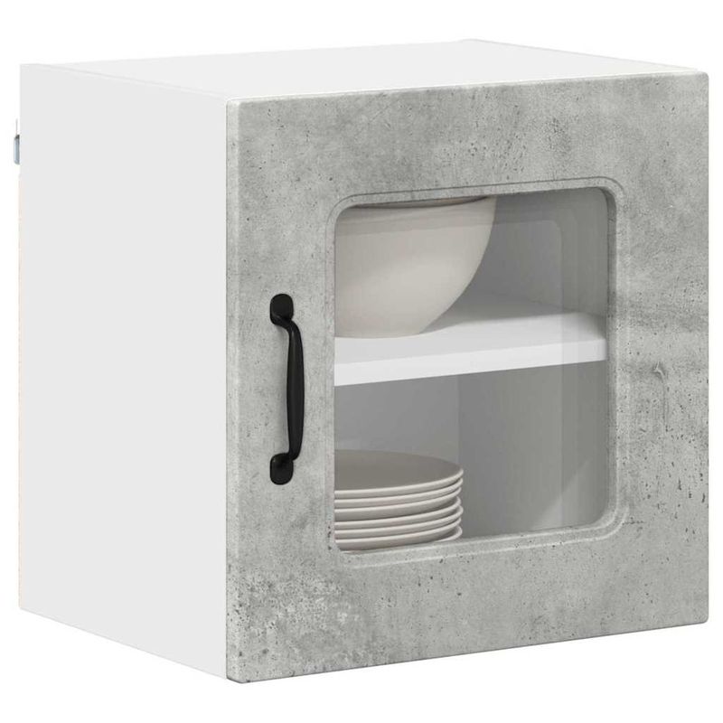 Casa si Gradina - Mobilier - Comode si corpuri - Corpuri bucatarie - Dulap suspendat de bucatarie cu raft cu usa 2 pcs Gri din beton - Infinity.ro