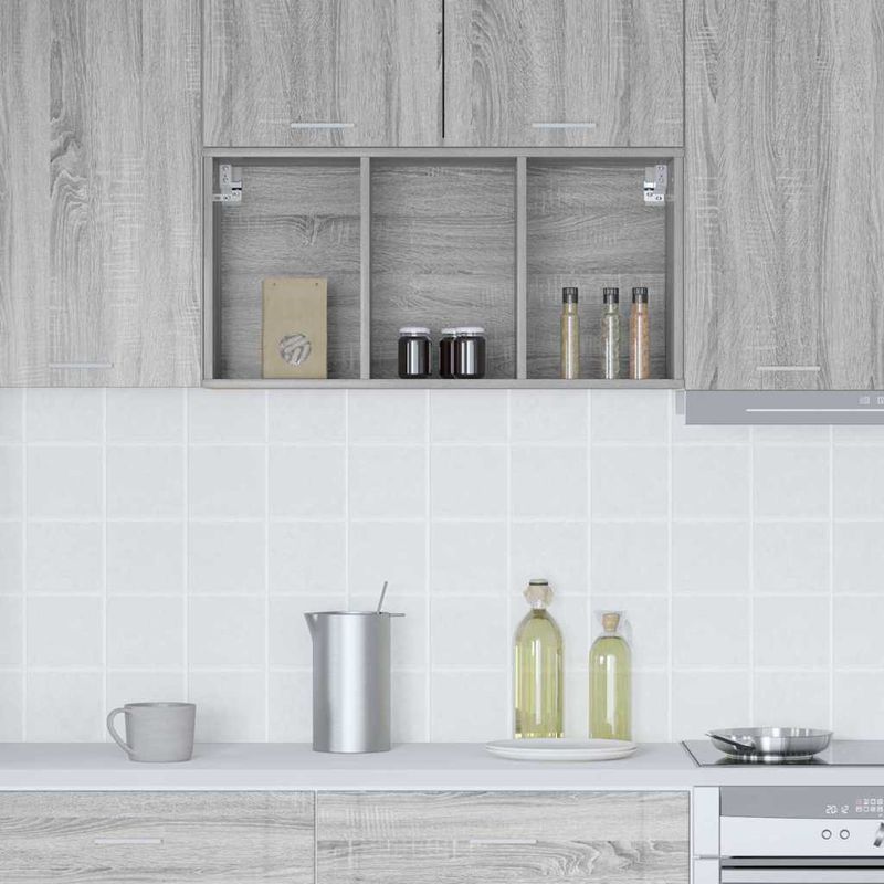 Casa si Gradina - Mobilier - Comode si corpuri - Corpuri bucatarie - Dulap suspendat Riga Gri Sonoma 40 x 29,5 x 80 cm Lemn compozit - Infinity.ro