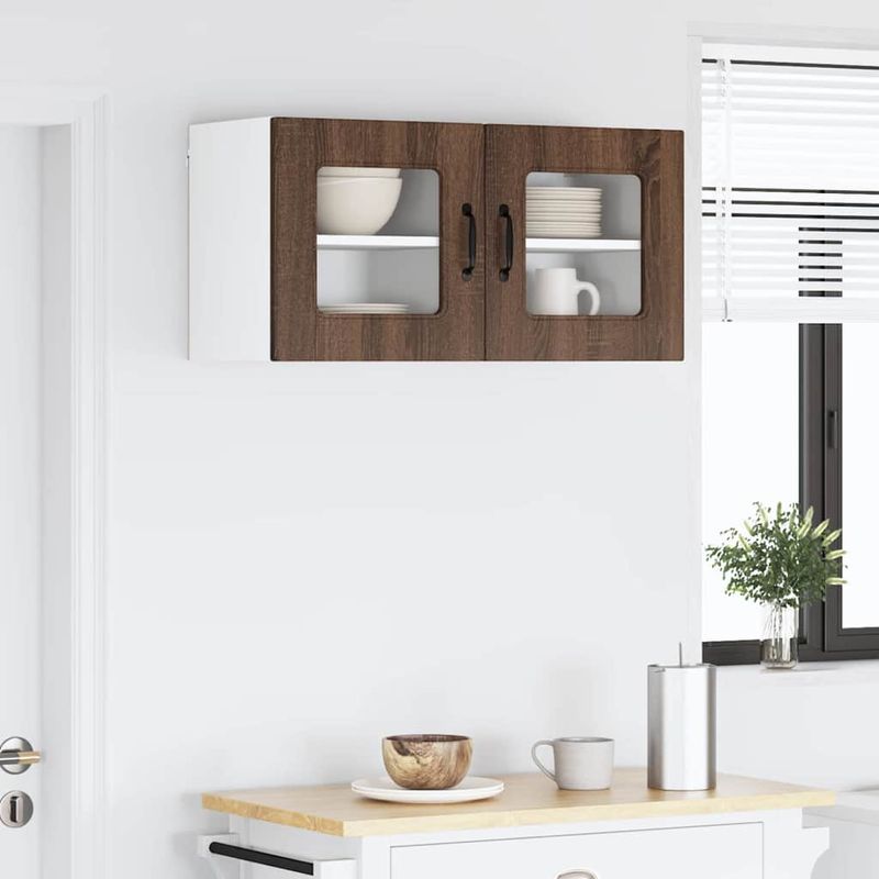 Casa si Gradina - Mobilier - Comode si corpuri - Corpuri bucatarie - Dulap suspendat de bucatarie cu raft cu usa 2 pcs Stejar inchis - Infinity.ro