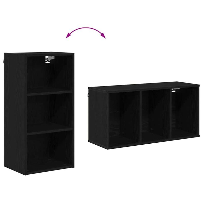 Casa si Gradina - Mobilier - Comode si corpuri - Corpuri bucatarie - Dulap suspendat cu raft Riga Stejar Negru 40 x 29,5 x 80 cm - Infinity.ro