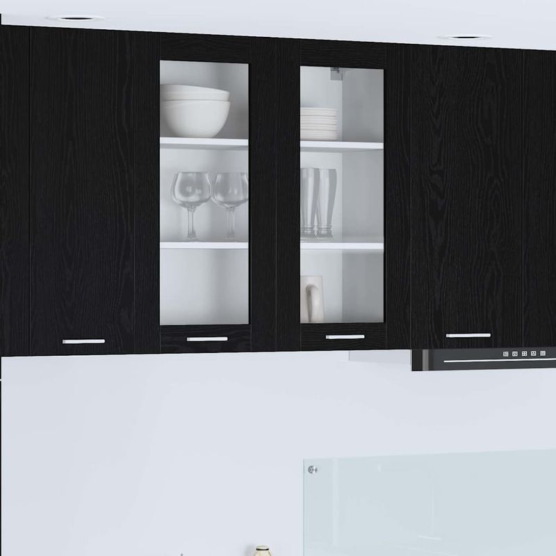 Casa si Gradina - Mobilier - Comode si corpuri - Corpuri bucatarie - Dulap suspendat Riga Stejar Negru 80 x 31 x 80 cm Lemn compozit - Infinity.ro