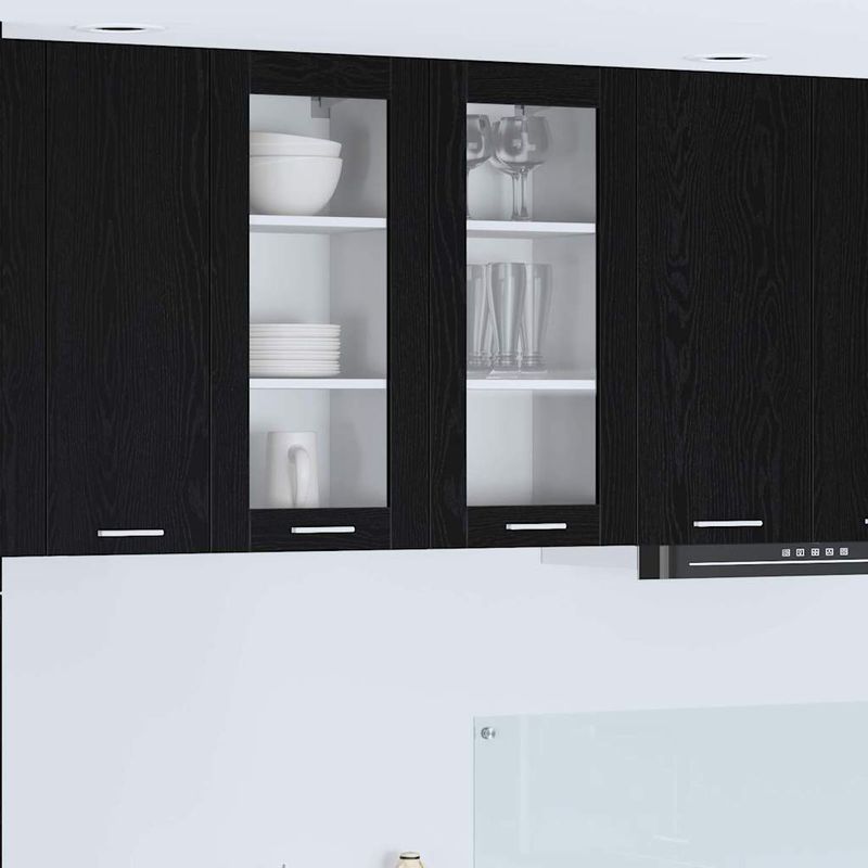 Casa si Gradina - Mobilier - Comode si corpuri - Corpuri bucatarie - Dulap suspendat Riga Stejar Negru 40 x 31 x 80 cm Lemn compozit - Infinity.ro