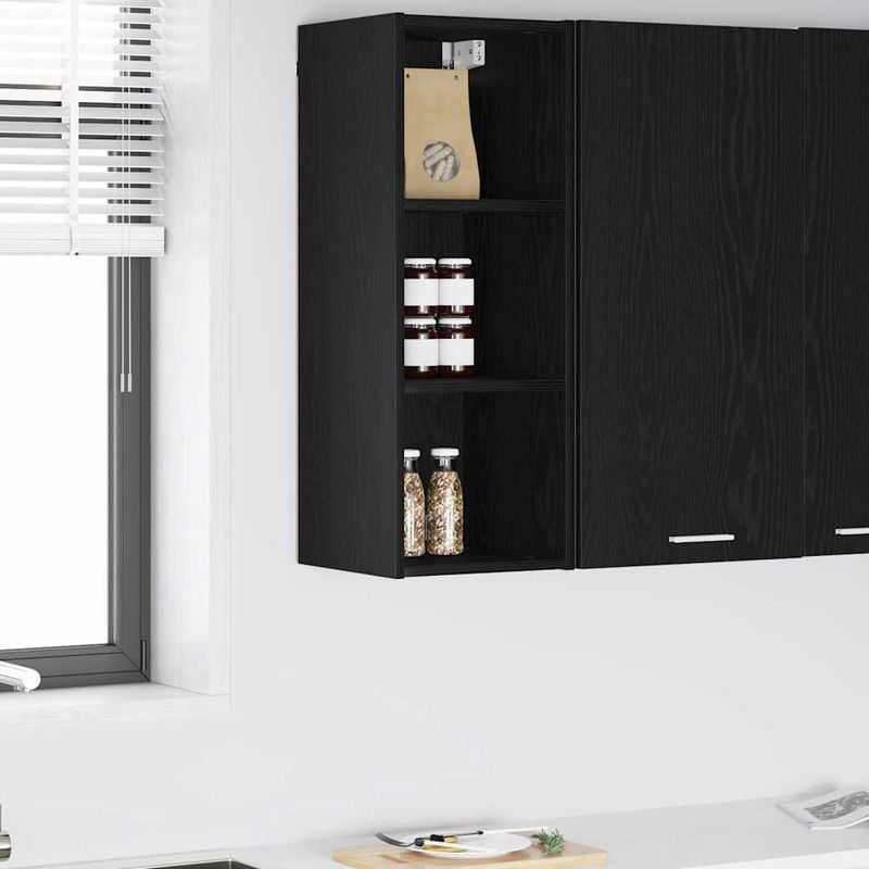 Casa si Gradina - Mobilier - Comode si corpuri - Corpuri bucatarie - Dulap suspendat cu raft Riga Stejar Negru 30 x 29,5 x 80 cm - Infinity.ro