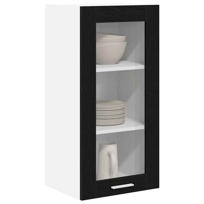 Casa si Gradina - Mobilier - Comode si corpuri - Corpuri bucatarie - Dulap suspendat Riga Stejar Negru 40 x 31 x 80 cm Lemn compozit - Infinity.ro
