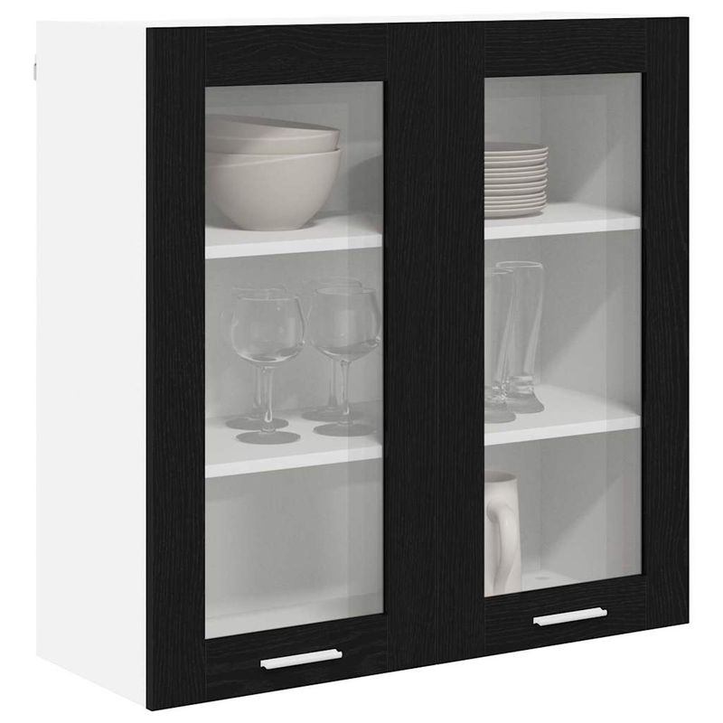 Casa si Gradina - Mobilier - Comode si corpuri - Corpuri bucatarie - Dulap suspendat Riga Stejar Negru 80 x 31 x 80 cm Lemn compozit - Infinity.ro