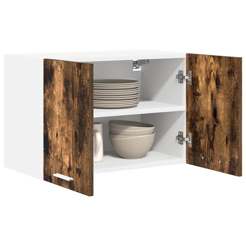 Casa si Gradina - Mobilier - Comode si corpuri - Corpuri bucatarie - Dulap suspendat Riga Stejar afumat si alb 60 x 31 x 40 cm - Infinity.ro