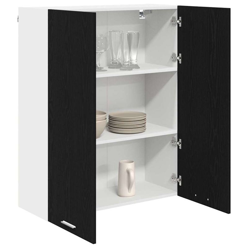 Casa si Gradina - Mobilier - Comode si corpuri - Corpuri bucatarie - Dulap suspendat cu raft Riga Stejar Negru 80 x 31 x 100 cm - Infinity.ro