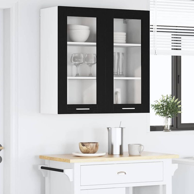 Casa si Gradina - Mobilier - Comode si corpuri - Corpuri bucatarie - Dulap suspendat Riga Stejar Negru 80 x 31 x 80 cm Lemn compozit - Infinity.ro