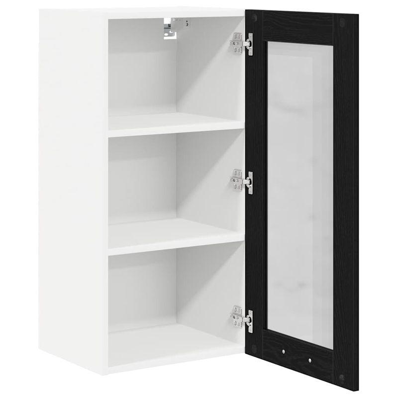Casa si Gradina - Mobilier - Comode si corpuri - Corpuri bucatarie - Dulap suspendat Riga Stejar Negru 40 x 31 x 80 cm Lemn compozit - Infinity.ro