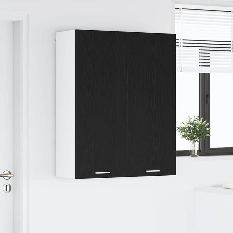 Casa si Gradina - Mobilier - Comode si corpuri - Corpuri bucatarie - Dulap suspendat cu raft Riga Stejar Negru 80 x 31 x 100 cm - Infinity.ro