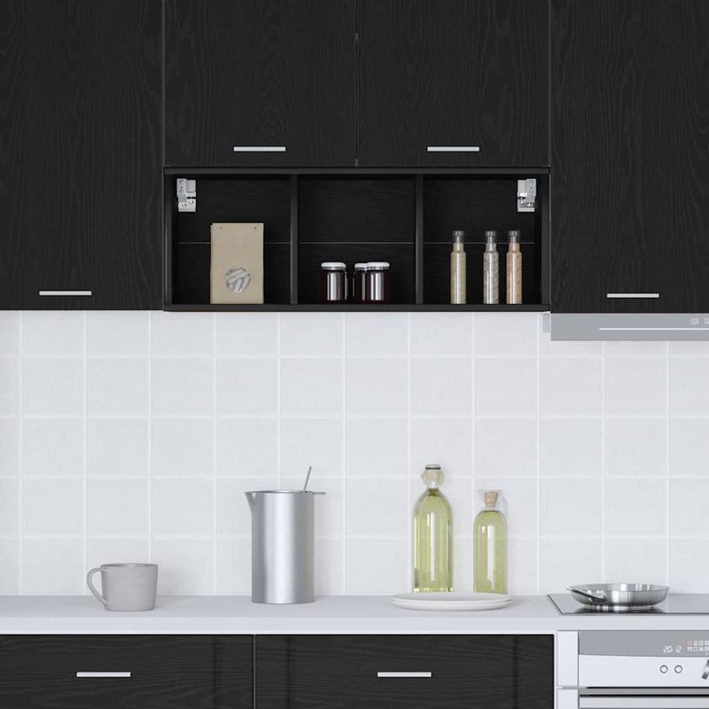 Casa si Gradina - Mobilier - Comode si corpuri - Corpuri bucatarie - Dulap suspendat cu raft Riga Stejar Negru 30 x 29,5 x 80 cm - Infinity.ro
