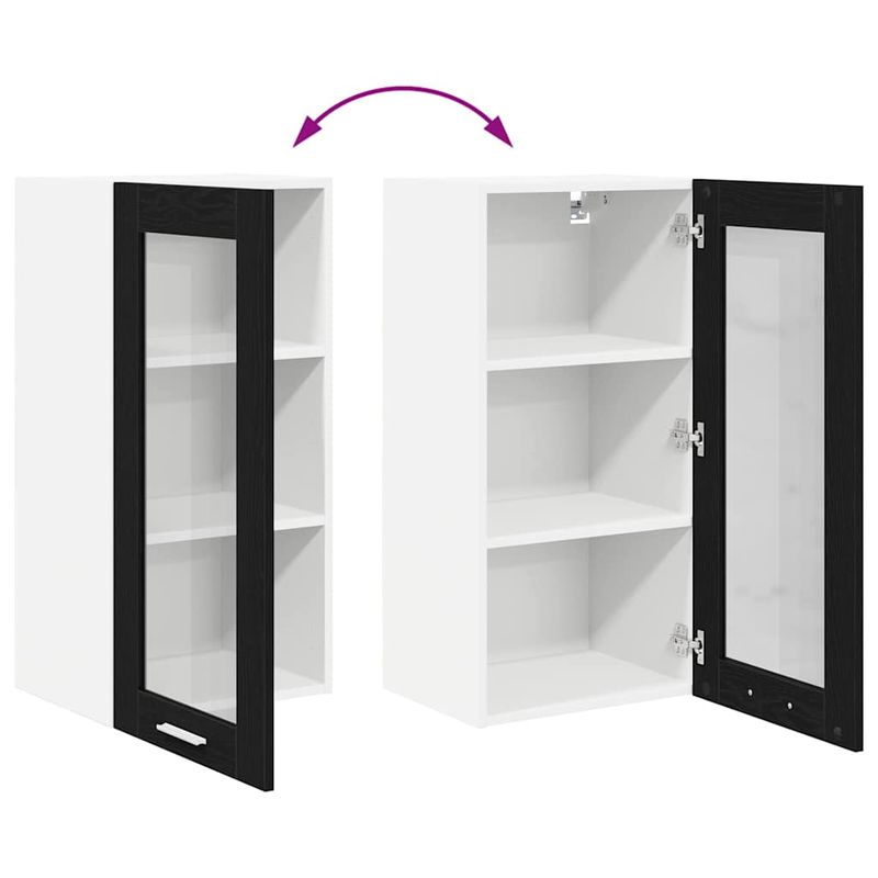 Casa si Gradina - Mobilier - Comode si corpuri - Corpuri bucatarie - Dulap suspendat Riga Stejar Negru 40 x 31 x 80 cm Lemn compozit - Infinity.ro