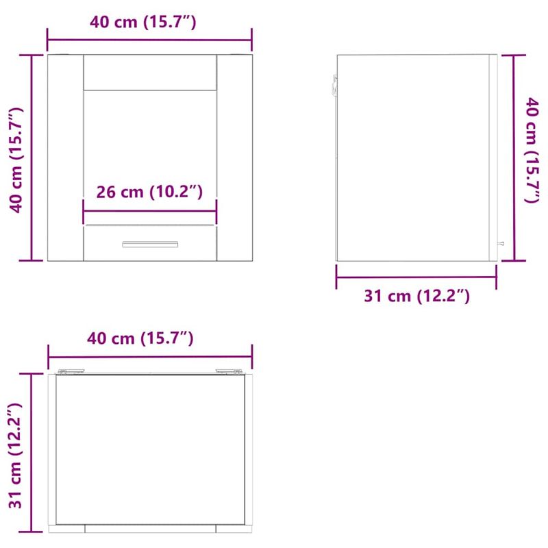 Casa si Gradina - Mobilier - Comode si corpuri - Corpuri bucatarie - Dulap suspendat Riga Stejar Negru 40 x 31 x 40 cm Lemn compozit - Infinity.ro