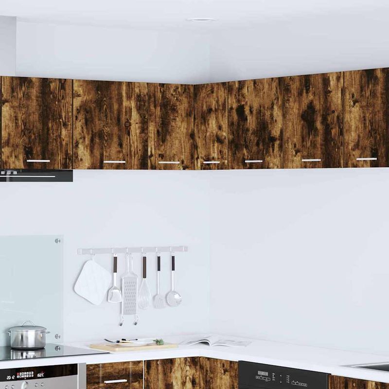 Casa si Gradina - Mobilier - Comode si corpuri - Corpuri bucatarie - Dulap suspendat Riga Stejar afumat si alb 57 x 57 x 40 cm - Infinity.ro