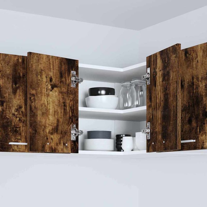 Casa si Gradina - Mobilier - Comode si corpuri - Corpuri bucatarie - Dulap suspendat Riga Stejar afumat si alb 57 x 57 x 40 cm - Infinity.ro