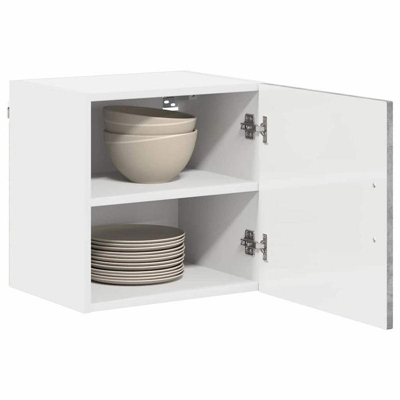 Casa si Gradina - Mobilier - Comode si corpuri - Corpuri bucatarie - Dulap suspendat de bucatarie cu raft cu usa 2 pcs Gri din beton - Infinity.ro