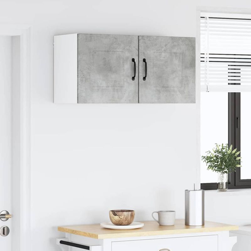Casa si Gradina - Mobilier - Comode si corpuri - Corpuri bucatarie - Dulap suspendat de bucatarie cu raft cu usa 2 pcs Gri din beton - Infinity.ro
