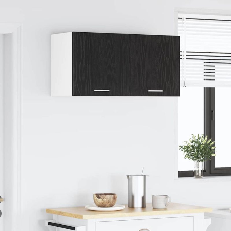 Casa si Gradina - Mobilier - Comode si corpuri - Corpuri bucatarie - Dulap suspendat Riga 2 pcs Stejar negru si Alb 40 x 31 x 40 cm - Infinity.ro