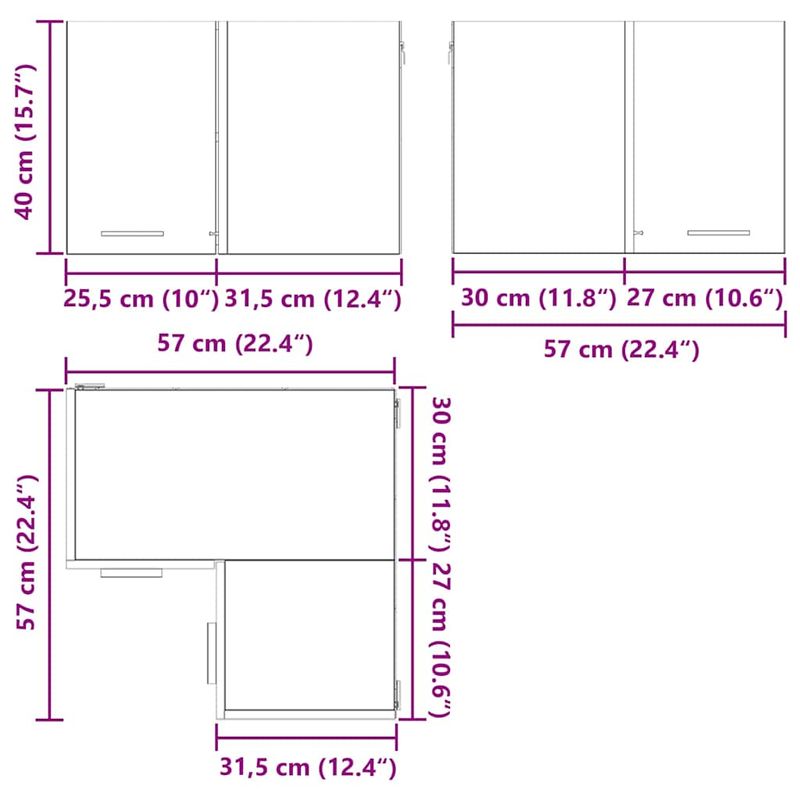 Casa si Gradina - Mobilier - Comode si corpuri - Corpuri bucatarie - Dulap suspendat Riga Stejar afumat si alb 57 x 57 x 40 cm - Infinity.ro