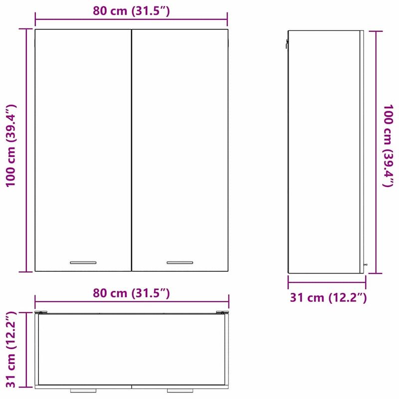 Casa si Gradina - Mobilier - Comode si corpuri - Corpuri bucatarie - Dulap suspendat cu raft Riga Alb 80 x 31 x 100 cm Lemn compozit - Infinity.ro
