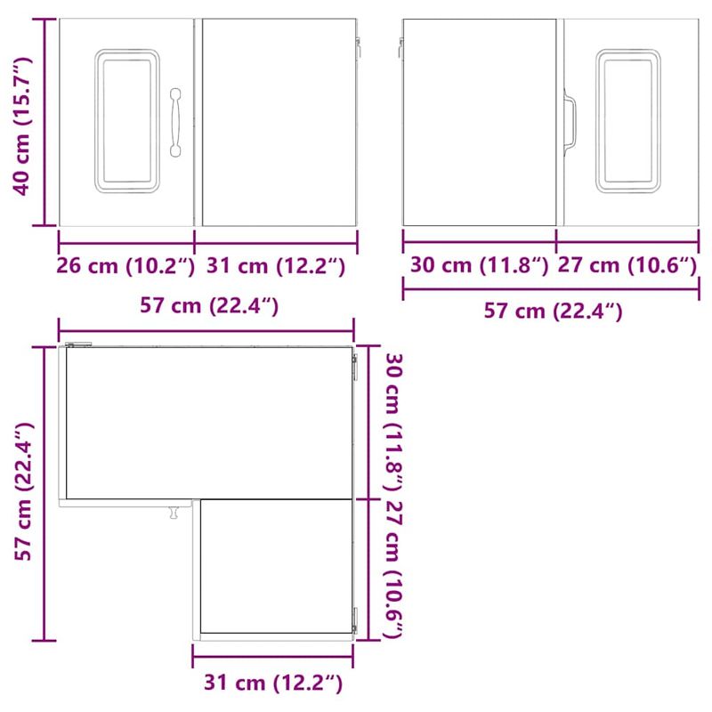Casa si Gradina - Mobilier - Comode si corpuri - Corpuri bucatarie - Dulap suspendat de bucatarie Gri din beton 57 x 57 x 40 cm - Infinity.ro