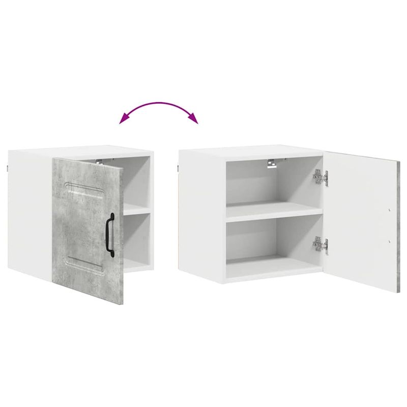 Casa si Gradina - Mobilier - Comode si corpuri - Corpuri bucatarie - Dulap suspendat de bucatarie cu raft cu usa 2 pcs Gri din beton - Infinity.ro