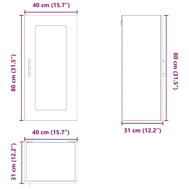 Casa si Gradina - Mobilier - Comode si corpuri - Corpuri bucatarie - Dulap suspendat de bucatarie Gri din beton 40 x 31 x 80 cm - Infinity.ro