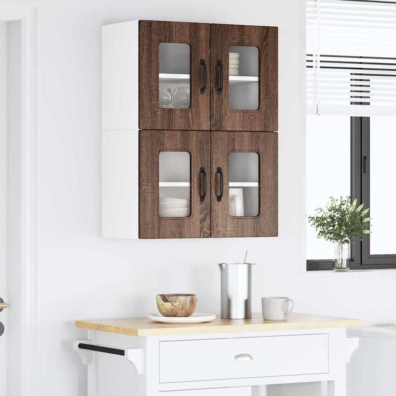 Casa si Gradina - Mobilier - Comode si corpuri - Corpuri bucatarie - Dulap suspendat de bucatarie cu raft cu usa 2 pcs Stejar inchis - Infinity.ro