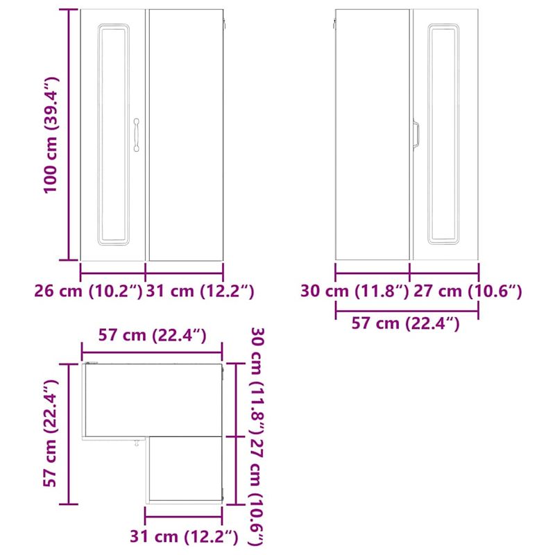 Casa si Gradina - Mobilier - Comode si corpuri - Corpuri bucatarie - Dulap suspendat de bucatarie cu usa Alb lucios 57 x 57 x 100 cm - Infinity.ro