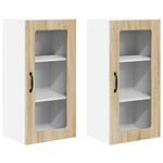 Casa si Gradina - Mobilier - Comode si corpuri - Corpuri bucatarie - Dulap suspendat de bucatarie cu raft 2 pcs Stejar Sonoma - Infinity.ro