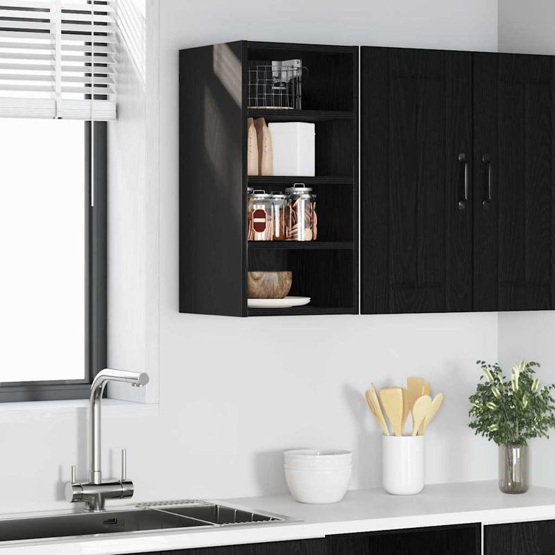 Casa si Gradina - Mobilier - Comode si corpuri - Corpuri bucatarie - Dulap suspendat cu raft Riga Stejar negru 30 x 29,5 x 60 cm - Infinity.ro