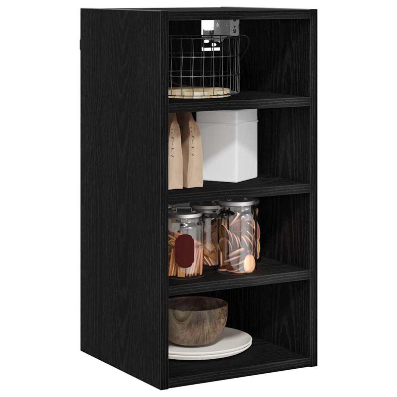 Casa si Gradina - Mobilier - Comode si corpuri - Corpuri bucatarie - Dulap suspendat cu raft Riga Stejar negru 30 x 29,5 x 60 cm - Infinity.ro