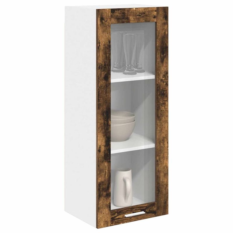 Casa si Gradina - Mobilier - Comode si corpuri - Corpuri bucatarie - Dulap suspendat cu raft Riga Stejar fumuriu 40 x 31 x 100 cm - Infinity.ro