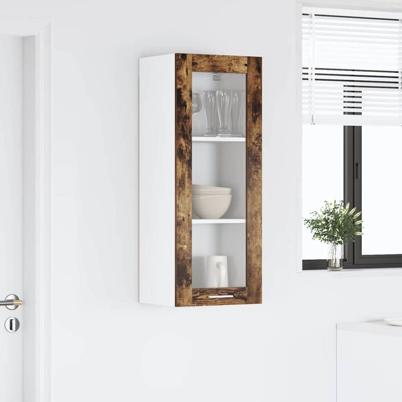 Casa si Gradina - Mobilier - Comode si corpuri - Corpuri bucatarie - Dulap suspendat cu raft Riga Stejar fumuriu 40 x 31 x 100 cm - Infinity.ro