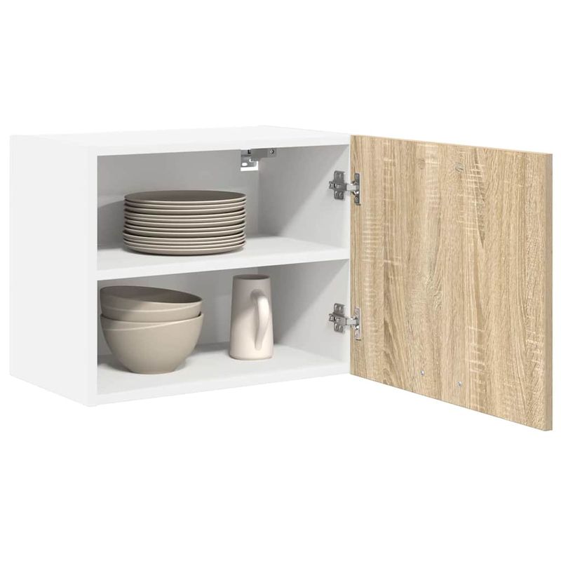 Casa si Gradina - Mobilier - Comode si corpuri - Corpuri bucatarie - Dulap suspendat Riga 2 pcs Stejar Sonoma si Alb 50 x 31 x 40 cm - Infinity.ro