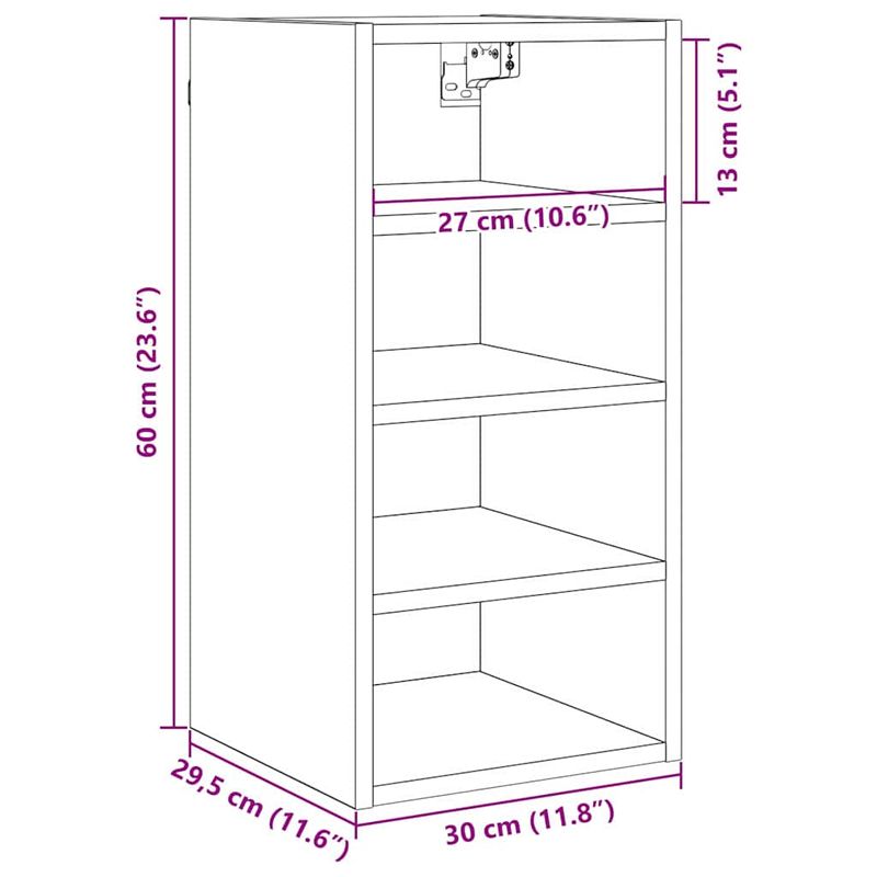 Casa si Gradina - Mobilier - Comode si corpuri - Corpuri bucatarie - Dulap suspendat cu raft Riga Stejar negru 30 x 29,5 x 60 cm - Infinity.ro
