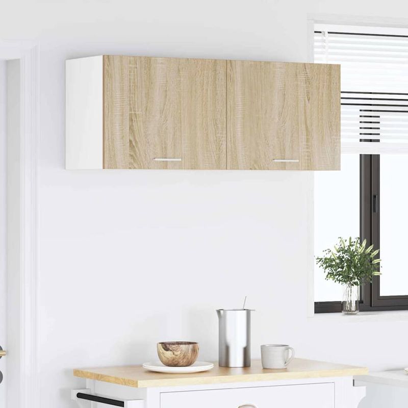 Casa si Gradina - Mobilier - Comode si corpuri - Corpuri bucatarie - Dulap suspendat Riga 2 pcs Stejar Sonoma si Alb 50 x 31 x 40 cm - Infinity.ro