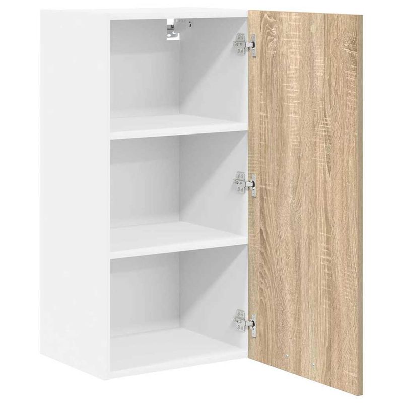 Casa si Gradina - Mobilier - Comode si corpuri - Corpuri bucatarie - Dulap suspendat Riga Stejar Sonoma si Alb 40 x 31 x 80 cm - Infinity.ro