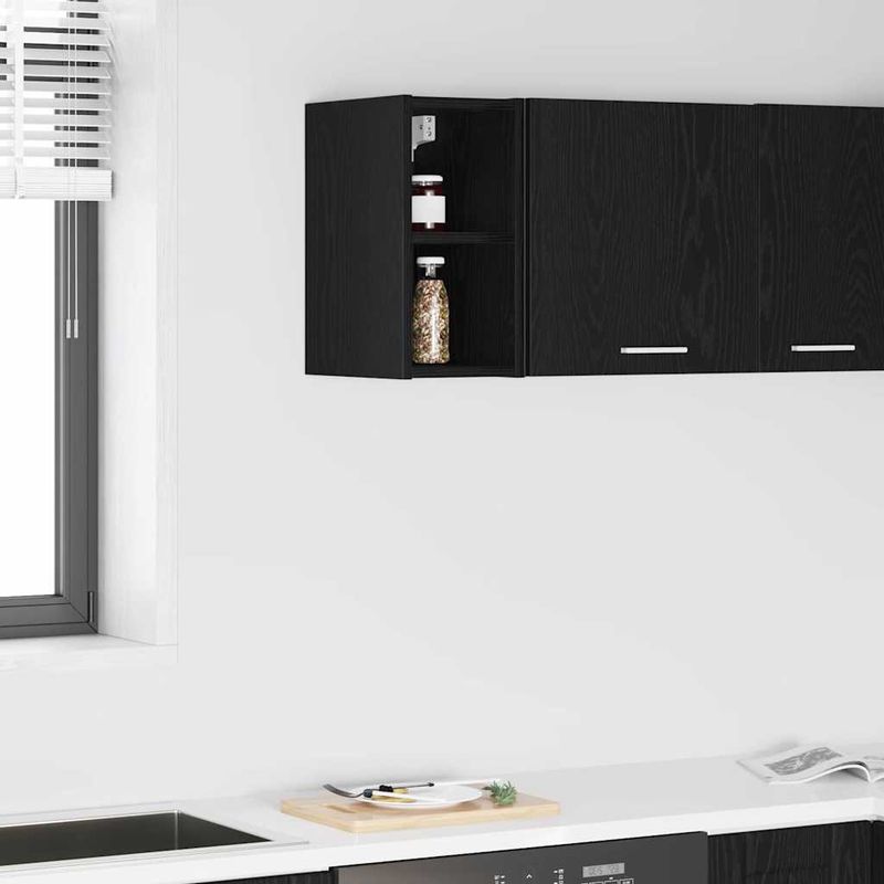 Casa si Gradina - Mobilier - Comode si corpuri - Corpuri bucatarie - Dulap suspendat cu raft Riga Stejar Negru 20 x 29,5 x 40 cm - Infinity.ro
