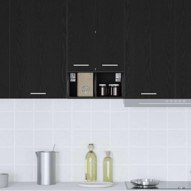 Casa si Gradina - Mobilier - Comode si corpuri - Corpuri bucatarie - Dulap suspendat cu raft Riga Stejar Negru 20 x 29,5 x 40 cm - Infinity.ro