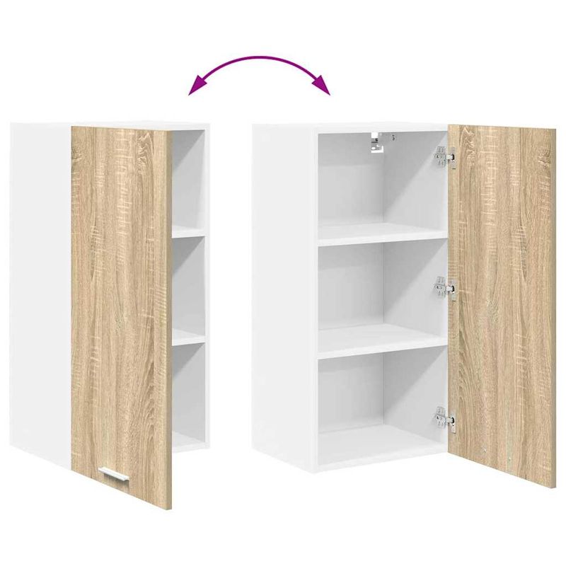 Casa si Gradina - Mobilier - Comode si corpuri - Corpuri bucatarie - Dulap suspendat Riga Stejar Sonoma si Alb 40 x 31 x 80 cm - Infinity.ro